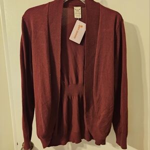 Open front cinched waist cardigan - L